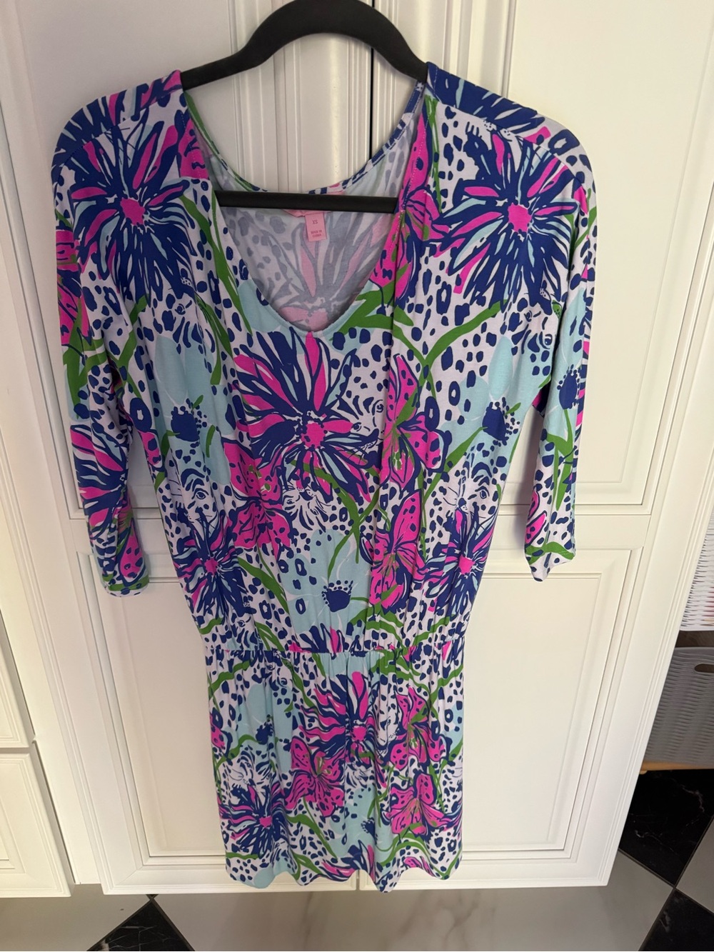 Lilly Pulitzer floral In the Garden Cara Dress Drop Waist Dolman Sleeve Size XS